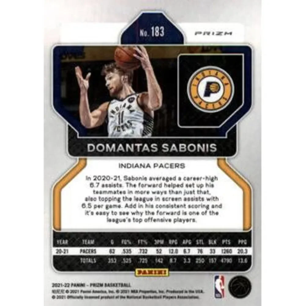2021-22 Panini Silver Prizm Domantas Sabonis 183 Indiana Pacers